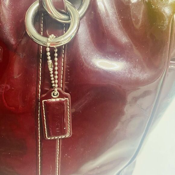 COACH F12838 Burgundy Patent Leather Tote Shoulder Bag SEE DESCRIPTION Vintage - Picture 14 of 14